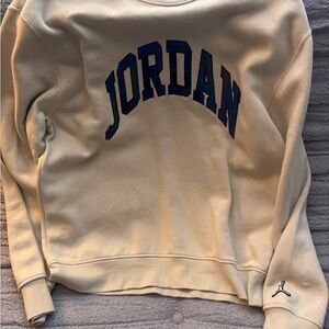 Jordan Cream Crewneck Sweater with Blue Accents